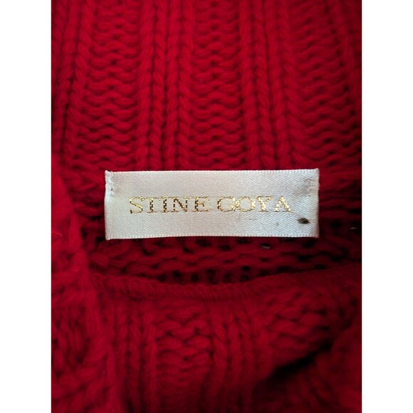 Stine Goya Nicholas Wool Lantern Sleeve Mock Neck Sweater Medium Red Chunky Knit - Picture 3 of 6